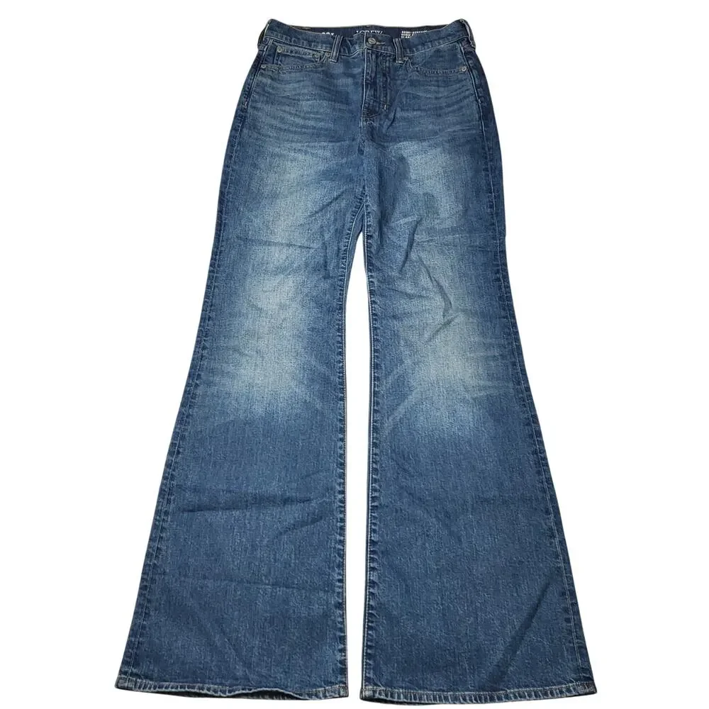 J Crew Tall Vintage Flare Jeans Semi Stretch High Rise Medium Kate Wash 28T